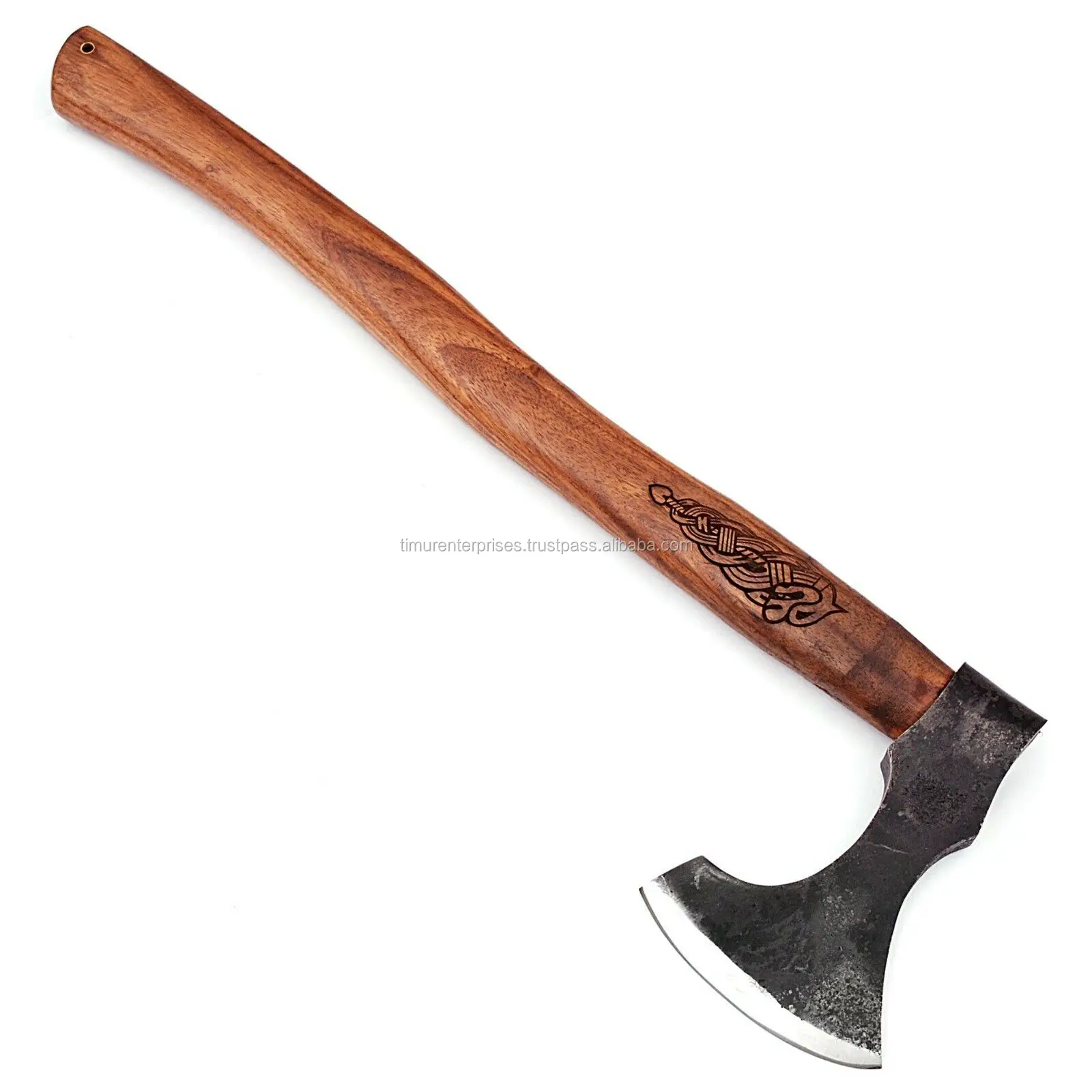 
Viking Age Scandinavian Skeggox Battle Axe | Engraved Handle HAND FORGED TOMAHAWK BEARDED HATCHET 