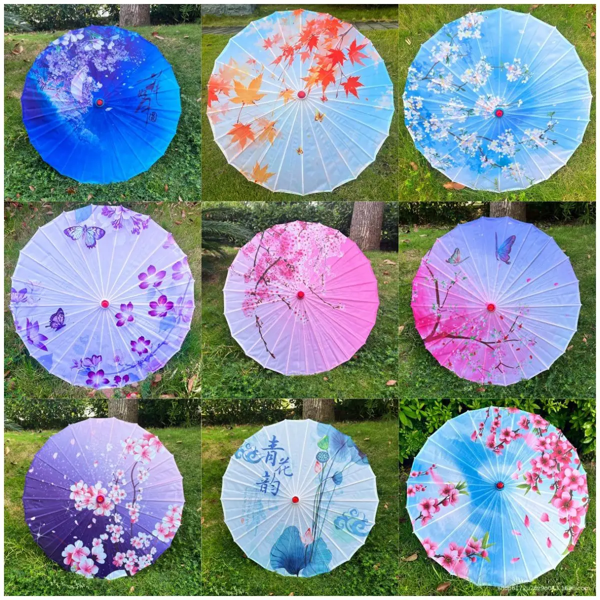 Solid wooden pole dance umbrella decoration ceiling flower cloth umbrella oil paper Hanfu umbrella