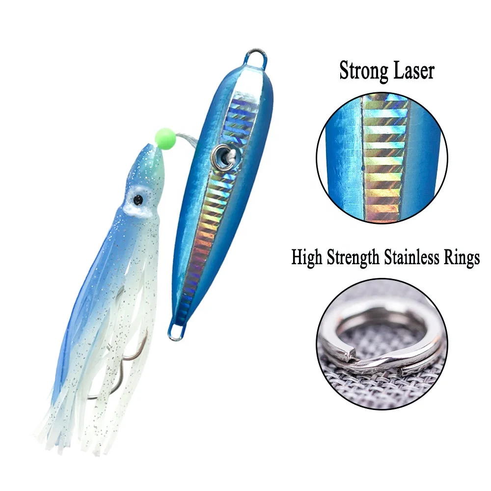 Fishing Squid Lures glow Inchiku Metal Jig 80g 100g 120g 150g 200g 250g Metal lure Octopus Skirt With Assist Hook