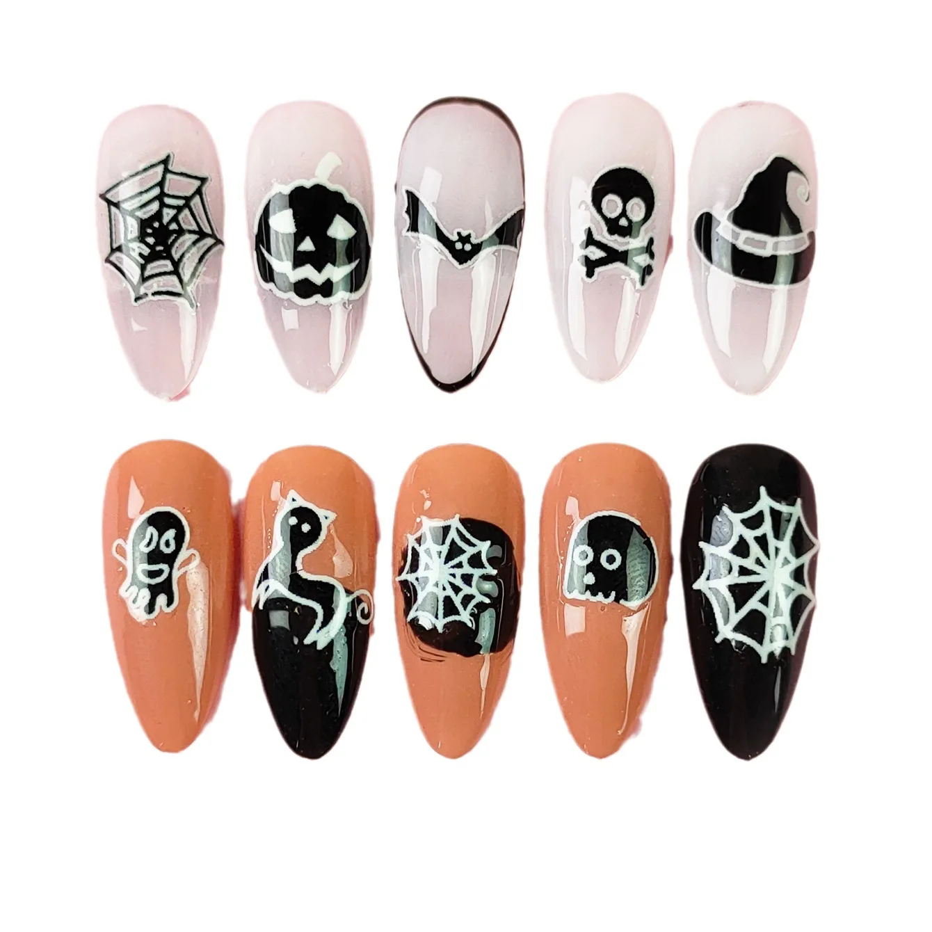 New glow-in-the-dark Halloween nail stickers DIY bat pumpkin nail decoration nail stickers wholesale