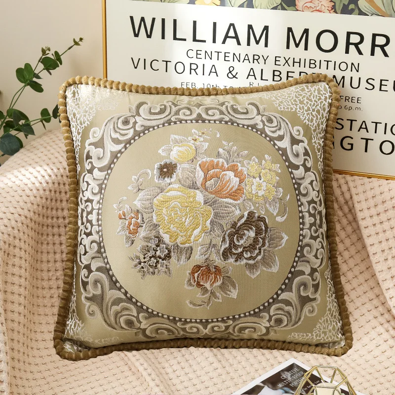 Home Decor Sofa Pillow Peony Flower Pattern Bedside Soft Cushion Cover