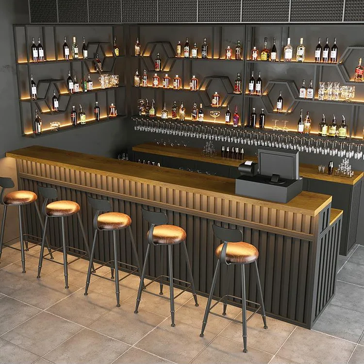 modern stainless steel table and chairs for restaurant and bars wood with wine rack