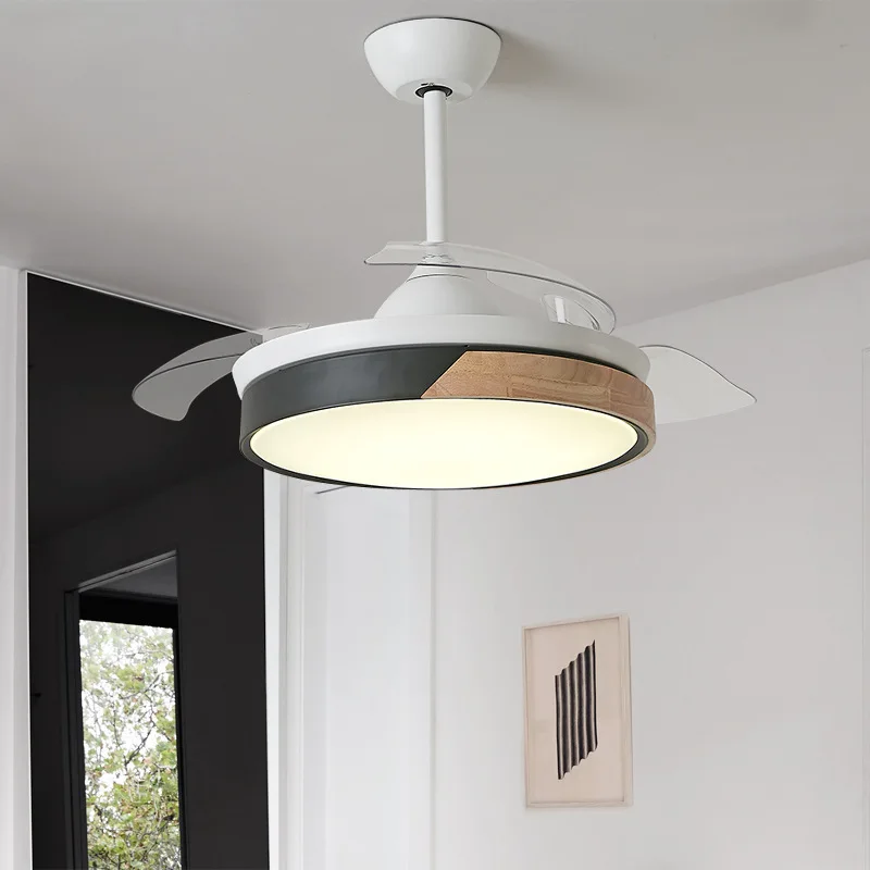 Modern Designer Decorative Retractable Ceiling Light Bedroom Fancy Remote Control Vintage Led Ceiling Fans Chandelier