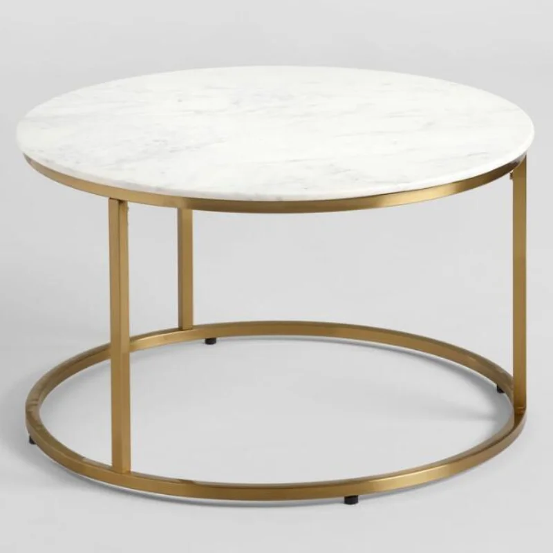 Wholesale living room furniture MDF top coffee side table sets cheap modern design metal frame coffee table