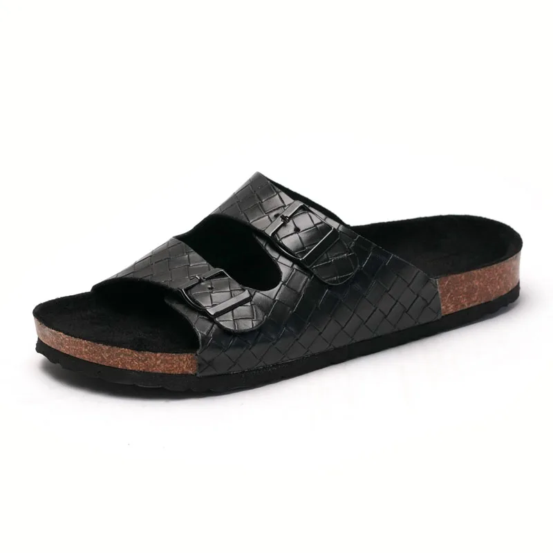 Сандалии женские пляжные из пробки классические вязаные шлепанцы с двойной пряжкой лидер продаж