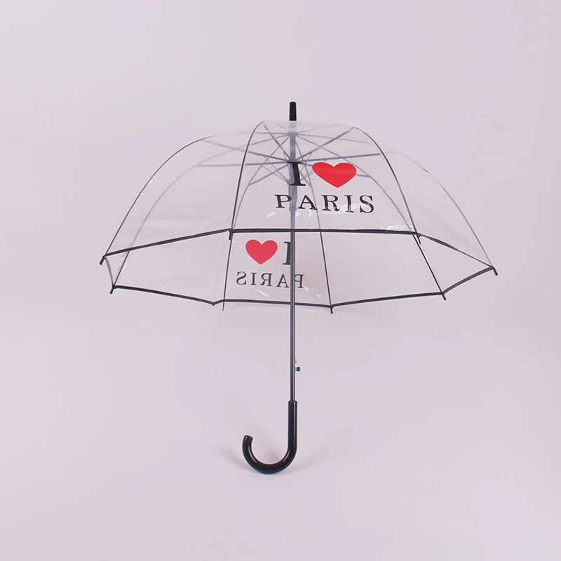 Low Price Transparent Dome Umbrella Custom Pattern Printing Clear Plastic Umbrella For Women