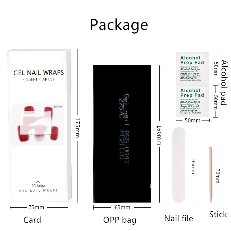 Wholesale 16 Pcs Coffee Leopard Print Gel Polish Nail Wraps 3D Semi-cured Gel Nail Stickers