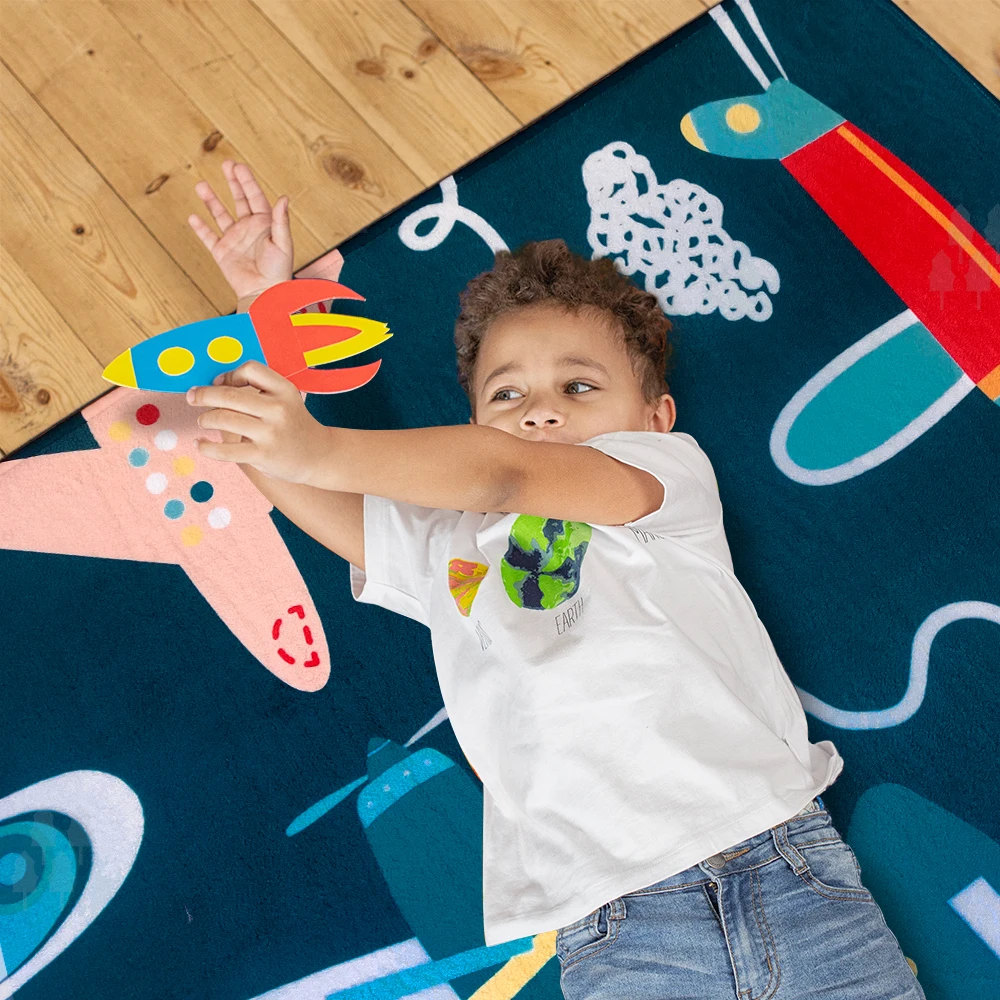 Plane Printed Educational Funny Play Mat Children Nursery Rugs Carpet for kids baby room floor Decor