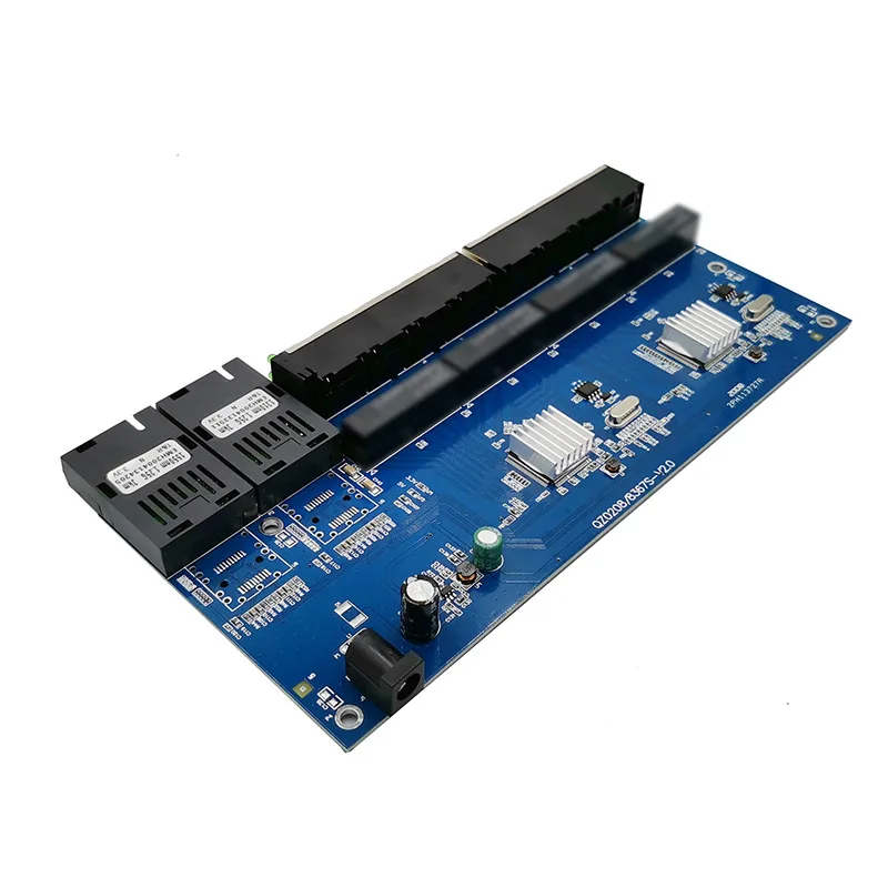 Media Converter Fiber Optical Gigabit Ethernet switch PCBA 8 RJ45 UTP and 2 SC fiber Port 10/100/1000M Board PCB