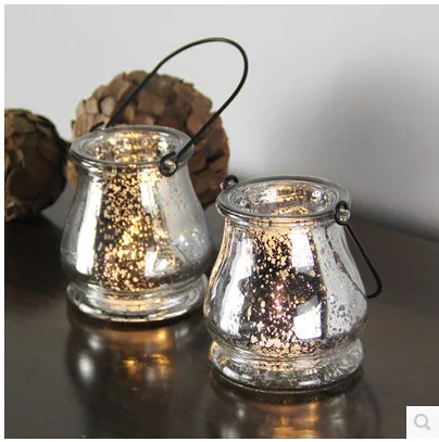 Silver Plated Menorah Black Metal Handle Tea Light Lanterns Bulk Lanterns Candles Holders