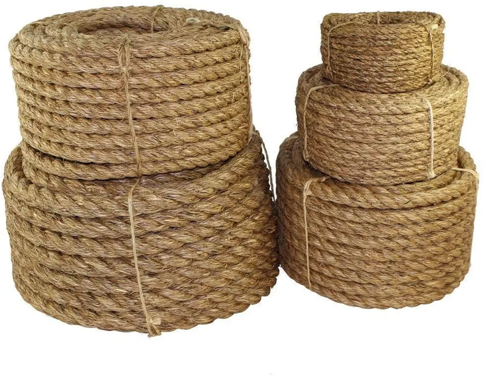 1/4inch Natural 3 Strand Fiber Twisted Manila Rope Indoor and Outdoor Packaging Ropes