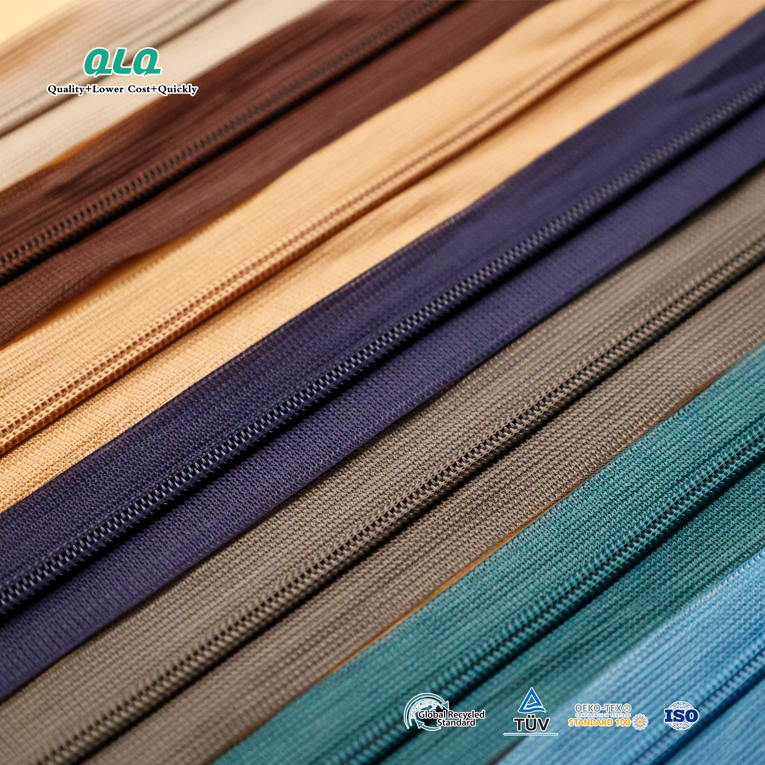 QLQ Continuous Cfc Brass Rainbow Colored Hidden Tape Yard Stripe Tapes Rolls Long Chain 5 Zippers By The Yard Nylon Zipper Roll