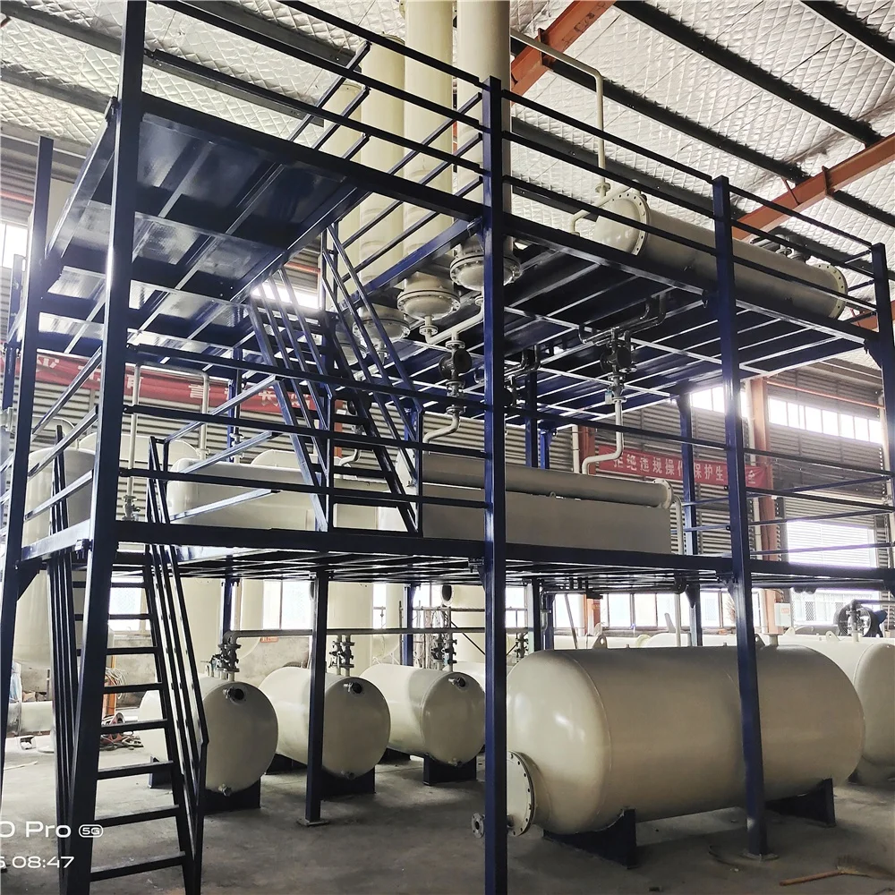 A factory in which gasoline, diesel, base oil, kerosene are distilled from crude oil