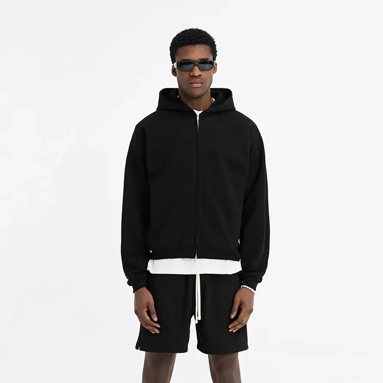 Custom Logo Acid Washed Hoodies Vintage Drop Shoulder Oversize Zip Up Hoodie for Men