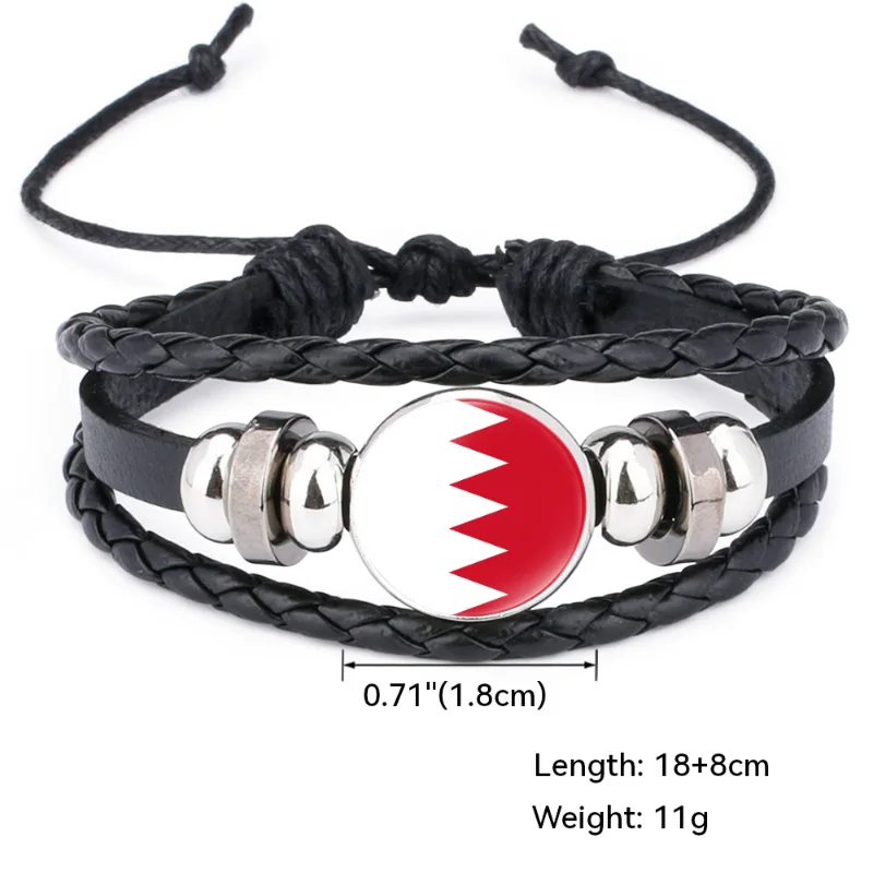National flags leather bracelet handmade braided bracelet
