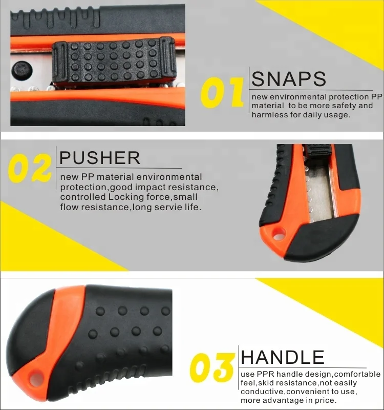 18mm Auto Retractable Blade Safety Snap Off Knife Hand Tools Cutter Knife OEM