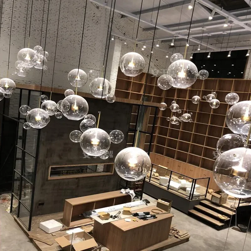 Hot Sell Simple Dinning Room light Clear Glass Balls Hanging Lighting Fixture Modern Bubble LED  Pendant Lamp for Living Dining