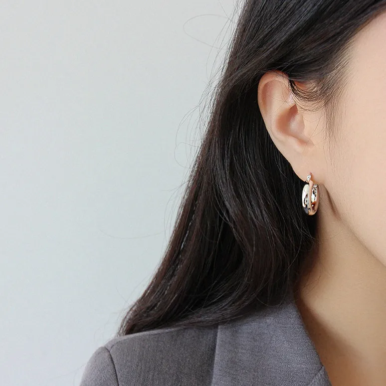 
Gold Chunky Stacking Hoops For Women 925 Sterling Silver Classic Hoops Stud Earrings For Women Girlfriend Gift Jewelry 