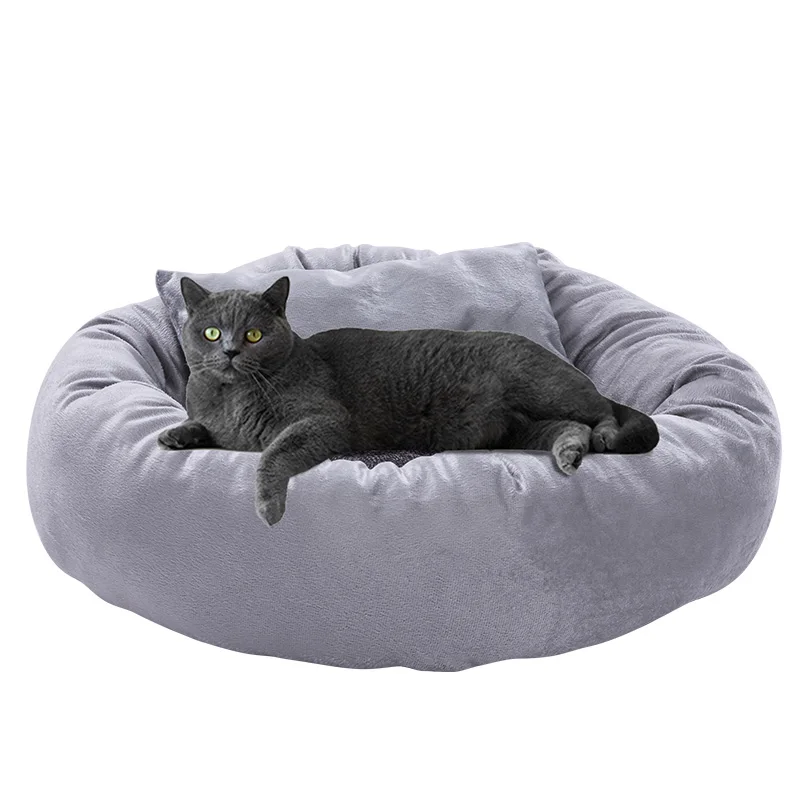 Manufacturer Wholesale Plush Winter Round Dog Bed Waterproof Washable Fluffy Cute Egg tart Pet Bed Cat Nest