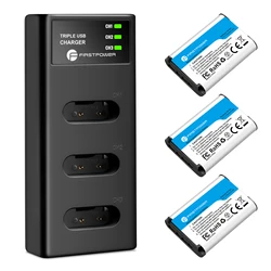 Safety 3 Pack Camera NP-BX1 Rechargeable Lithium-ion Batteries Micro USB Type-C Triple Slot LED Charger