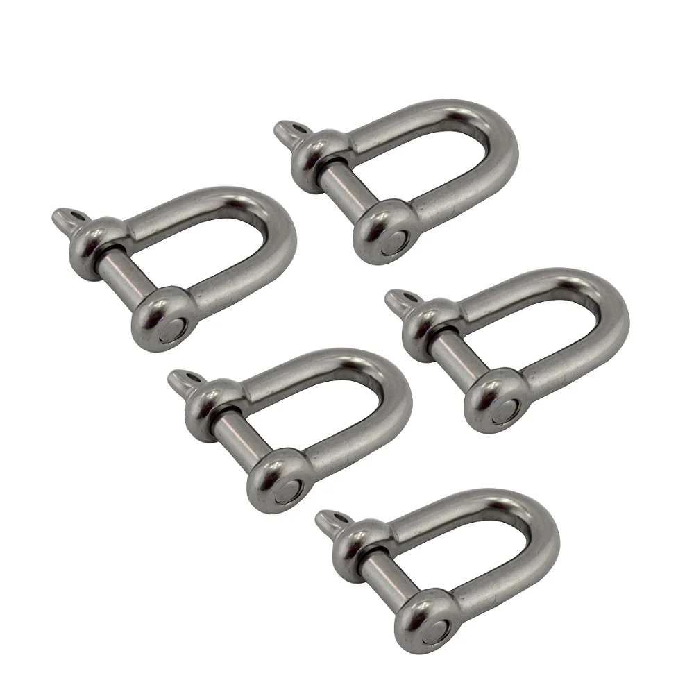 Stainless Steel 304 Screw Pin D Shackle 4mm To 10mm Rigging Hardware Small And Large Heavy Duty Lifting Anchor D Shackles