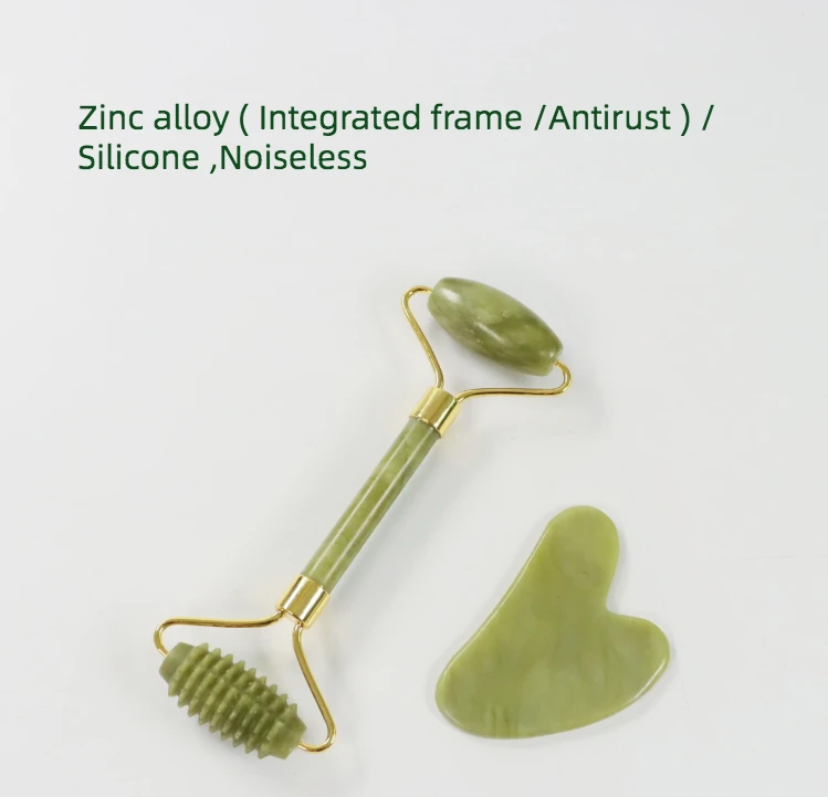 anti aging natural green jade needle facial roller guasha facial massage with box