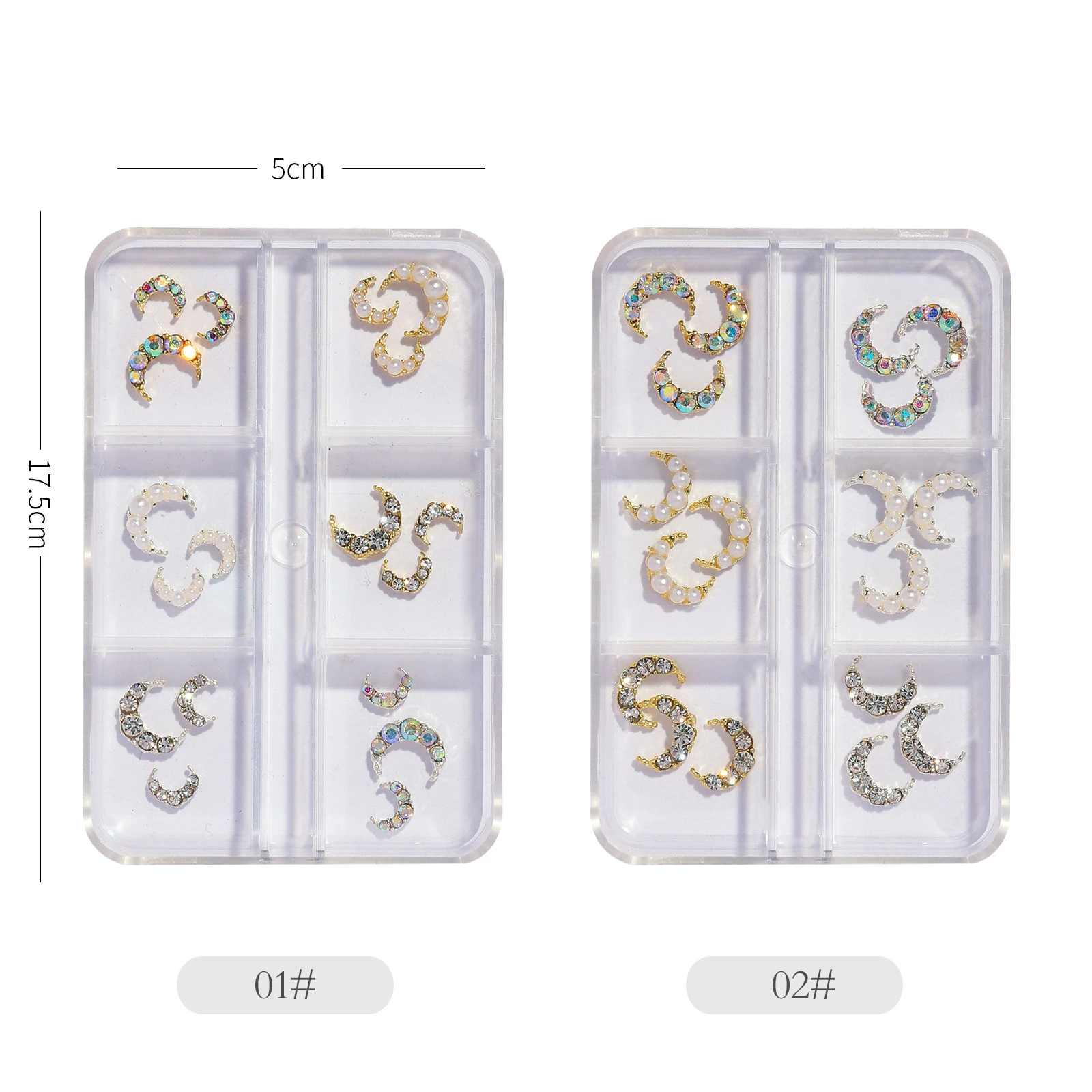 3D Shiny Metal NailJewelry Beauty Design Charms Silver Gold Moon Luxury Nail Decoration Diamonds