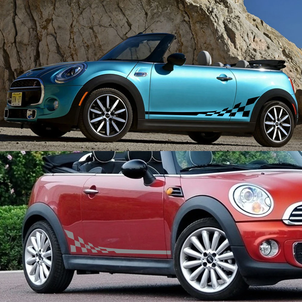Наклейки для боковой юбки кузова автомобиля наклейки MINI Cooper S One JCW Countryman Clubman F54 F55 F56 F60 R55 R56 R60 R61 автомобильные аксессуары