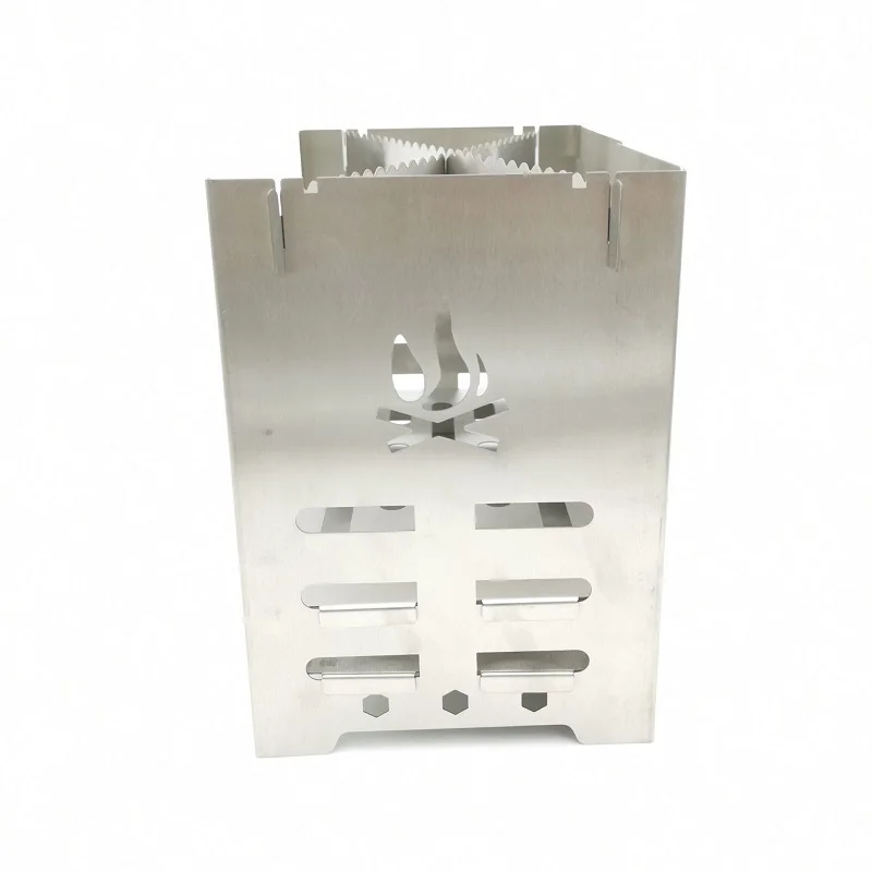 Stainless Steel Wood Camping Burning Stove Backpacking Stove with Mini BBQ Grill