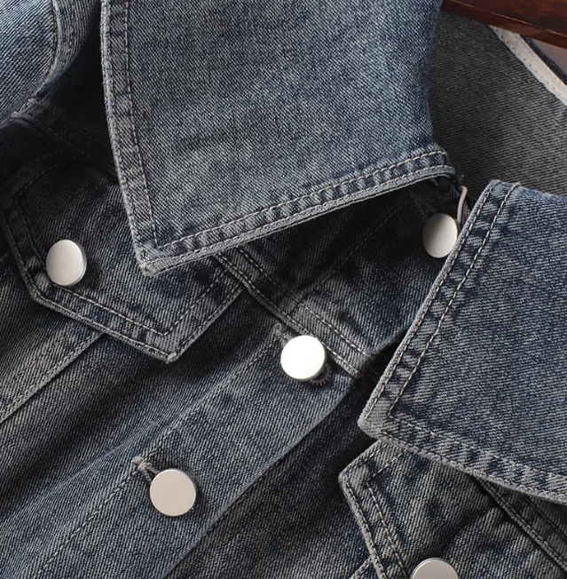 Factory to Consumer Direct Sales kids clothing Custom Design Available Kids Ruffle Collar Cotton black water washed Denim Jacket