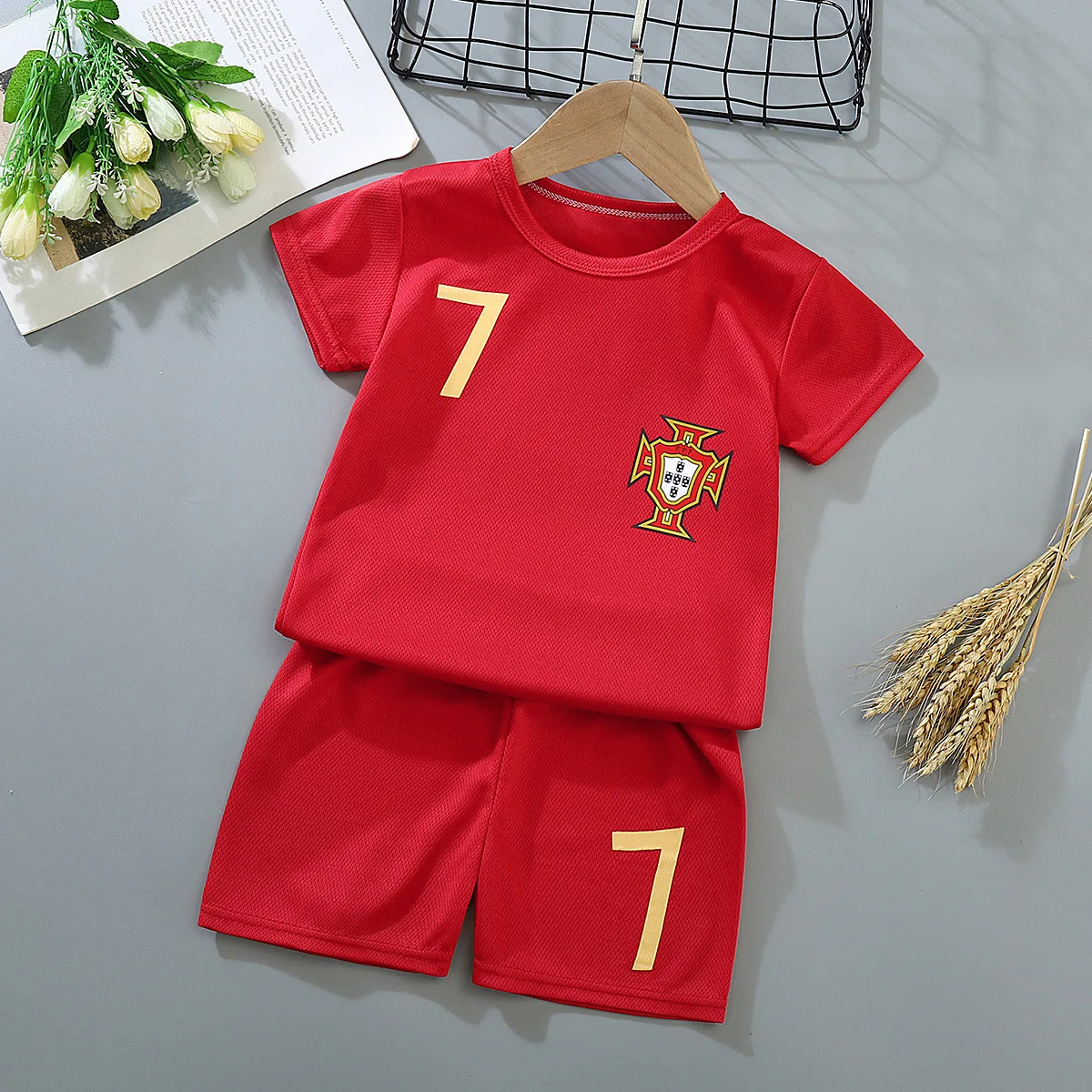 Wholesale summer baby infant soccer sport short sleeves shorts children quick-drying breathable training clothes suits