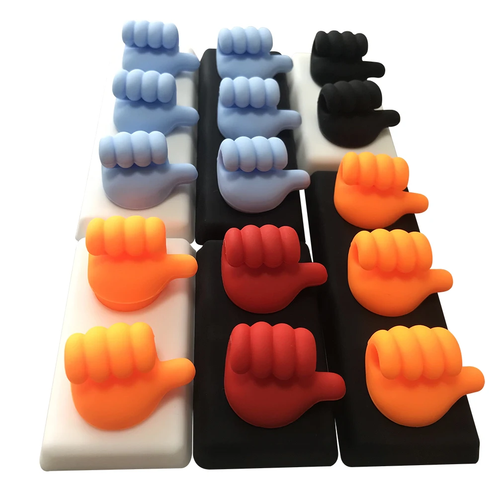 Creative Silicone Thumb Wall Hook, Multi-function Self-adhesive Thumb Cable Clip Key Hook Wall Hangers For Refrigerator Door