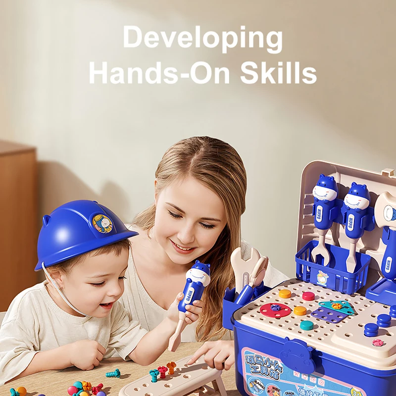 Toolbox assembly toy set with Electric drill screw disassemble educational toy Pretend Play tools toys set 52 pieces 1 set