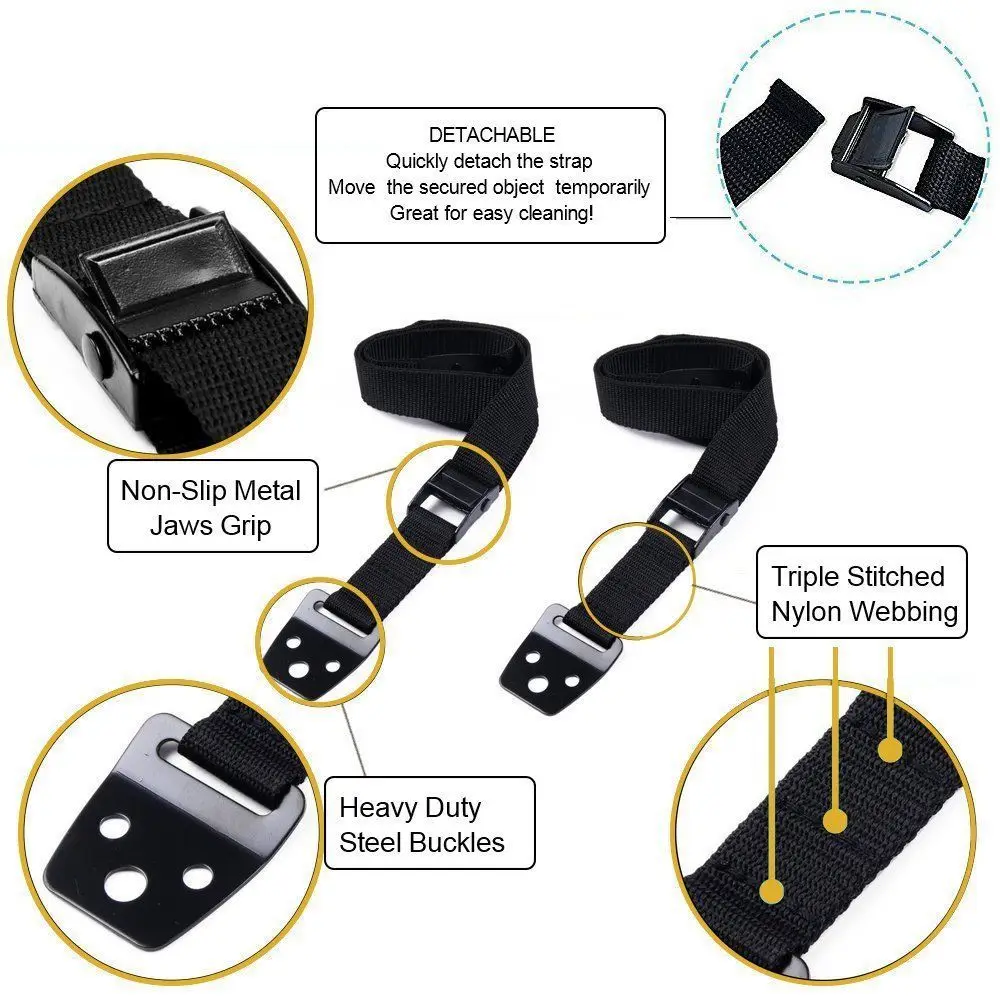 TV Anti-Tip Heavy Duty Dual Cable Non Tipping Child Safety Strap Locks  Easy Install Baby proofing furniture bolts anchors strap