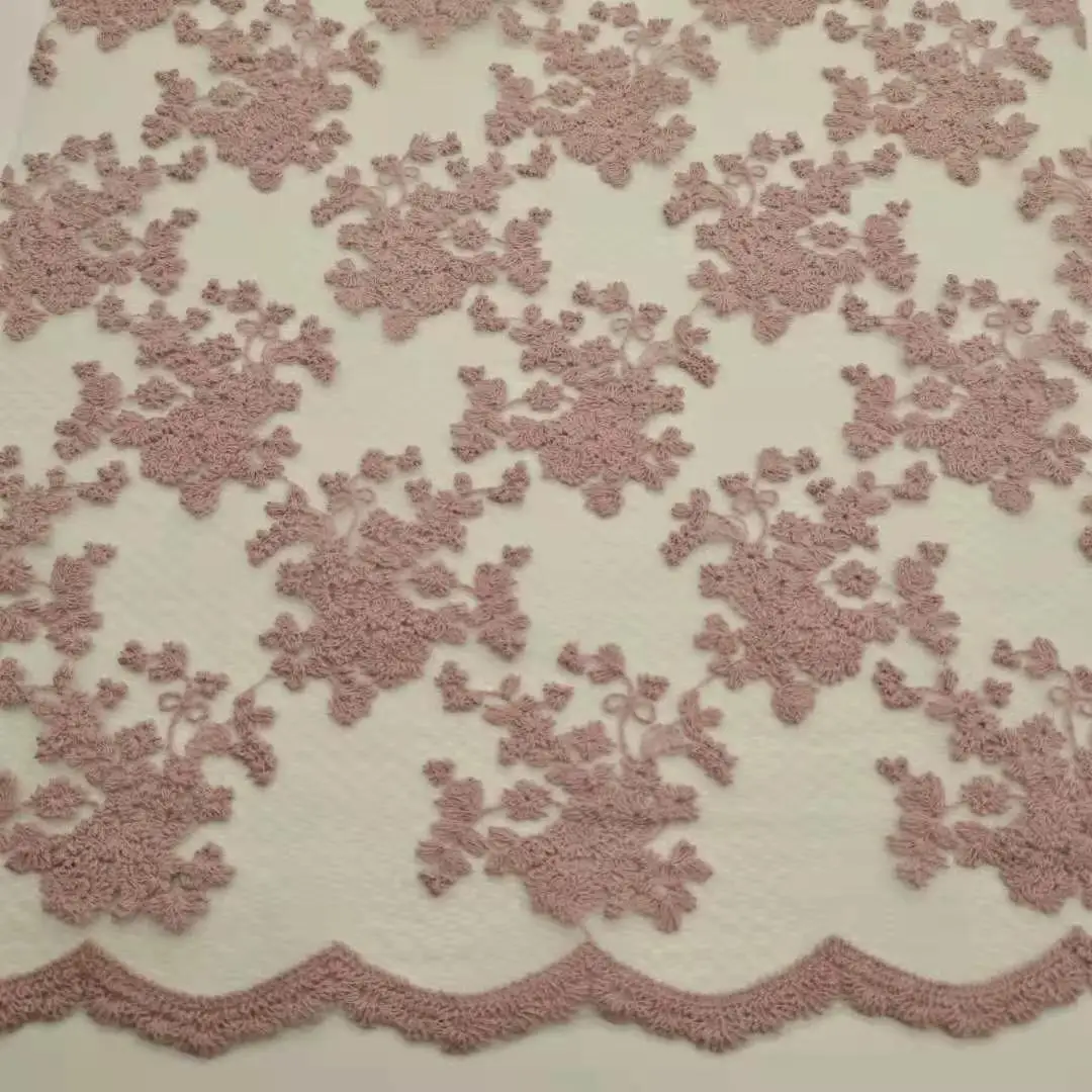 Cheap Wholesale Knieede Bridal Lace Fabric Dubai Voile Fabric Dress Wedding Clothes Flower Design Decorated