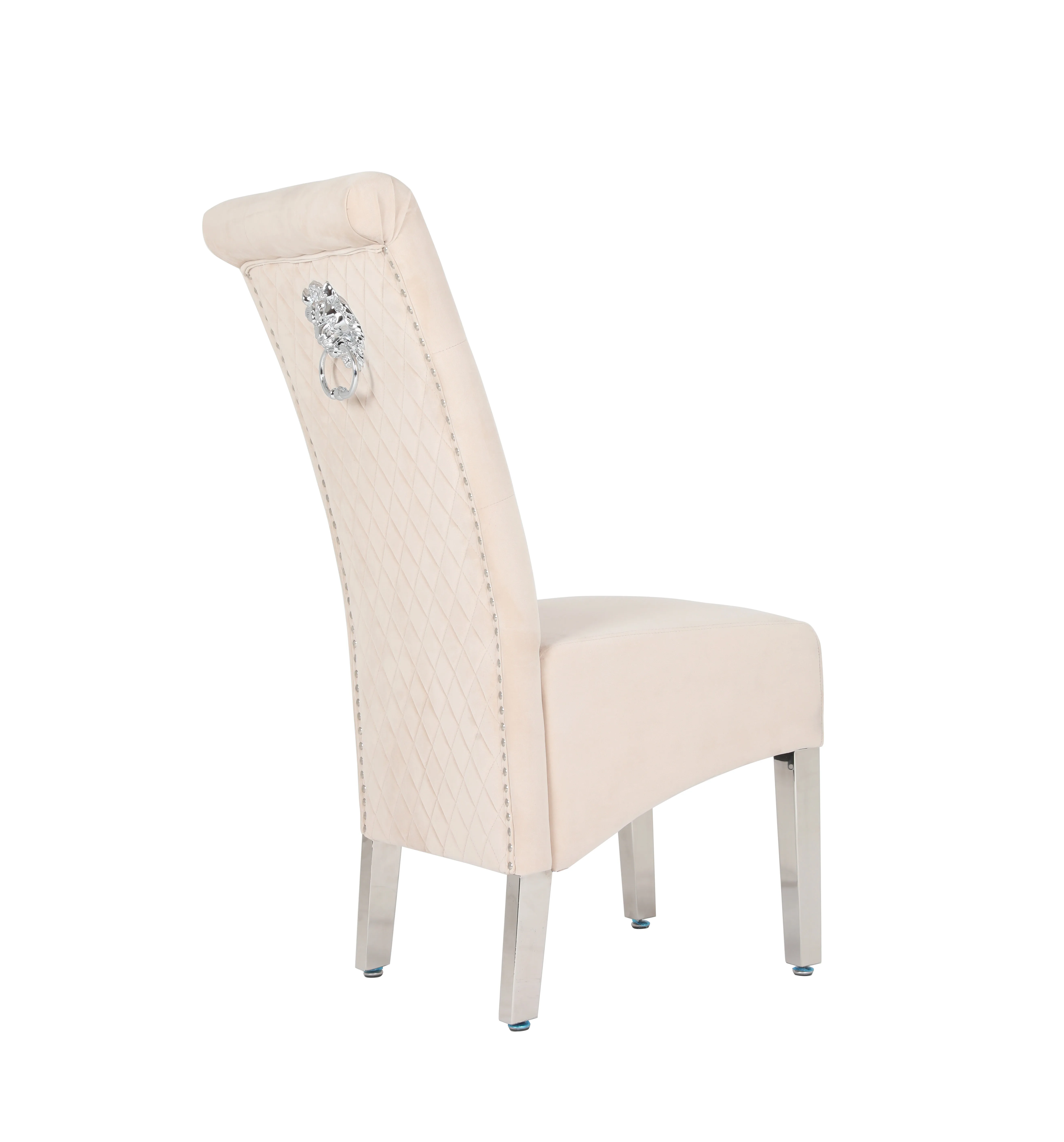 Hotel Velvet Scroll Back  chair Modern stainless steel leg dining Chair