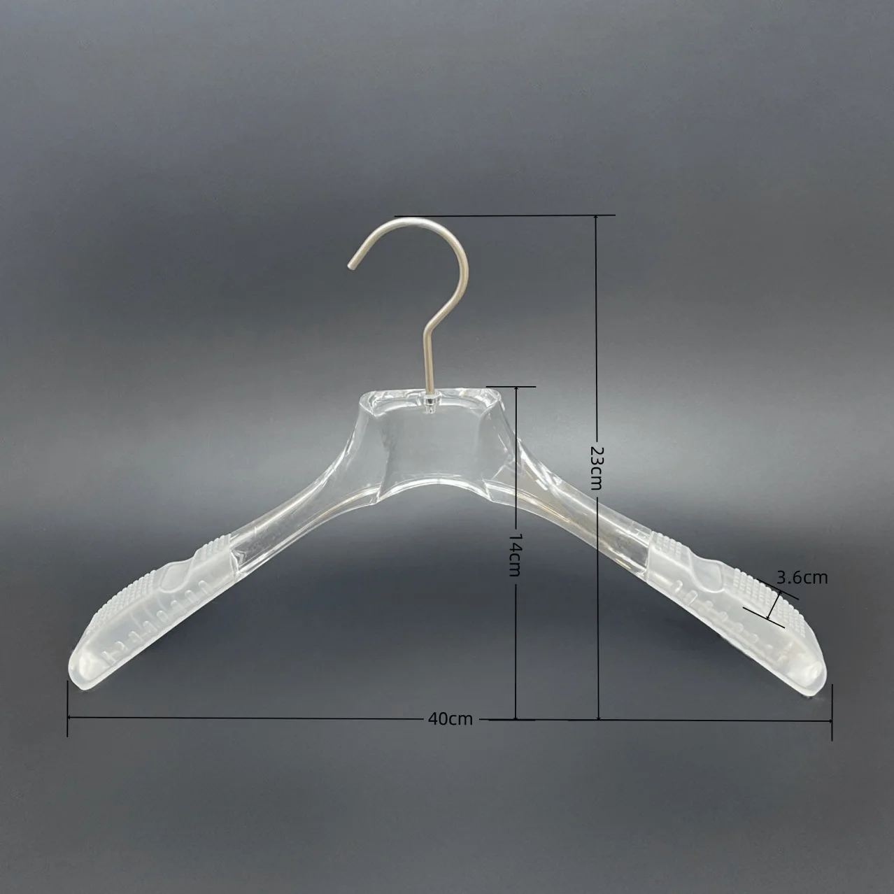 40*3.6cm Shoulder Anti-slip Acrylic Hanger Transparent Coat Hangers for Clothing Store