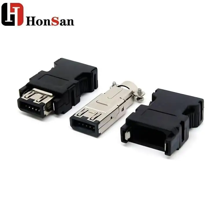 10Pin plug SM-10P IEEE 1394  MR-JEJ3J4 servo drive CN2 10core encoder cable connector for Panasonic Yaskawa Siemens Mitsubishi