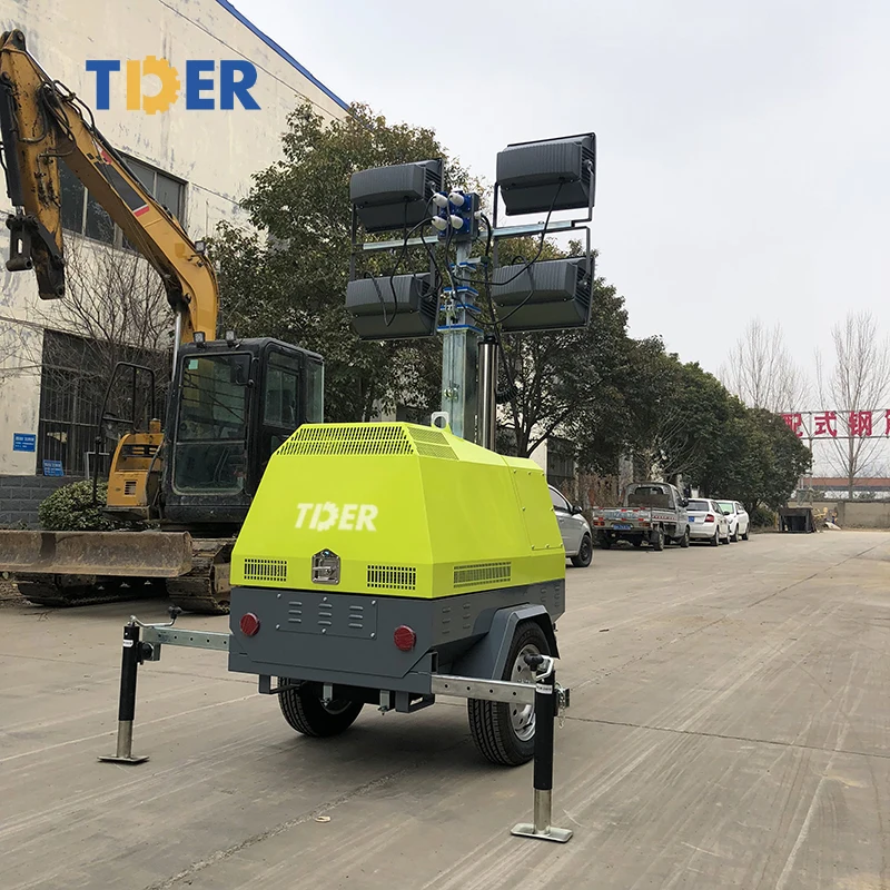 TDER new 200W LED Lighting Hydraulic High Mast Diesel Outdoor Mobile 7m Vehicle-Mounted Light Tower