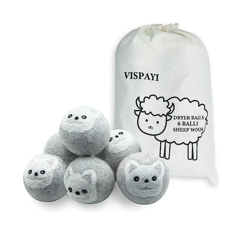 Organic New Zealand Wool Dryer Balls Handmade in 7cm Natural Felt for Cleaning and Washing Packaged in Cotton Bag