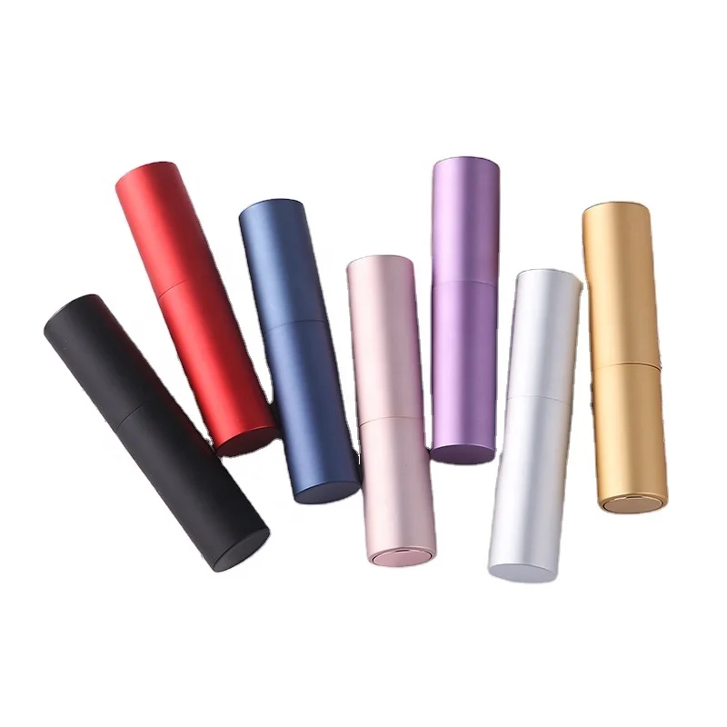 Wholesale 5ml 8ml 10ml Portable Fine Mist Blue Black Twist Spray Bottles Refillable Matte Aluminum Perfume Atomizer