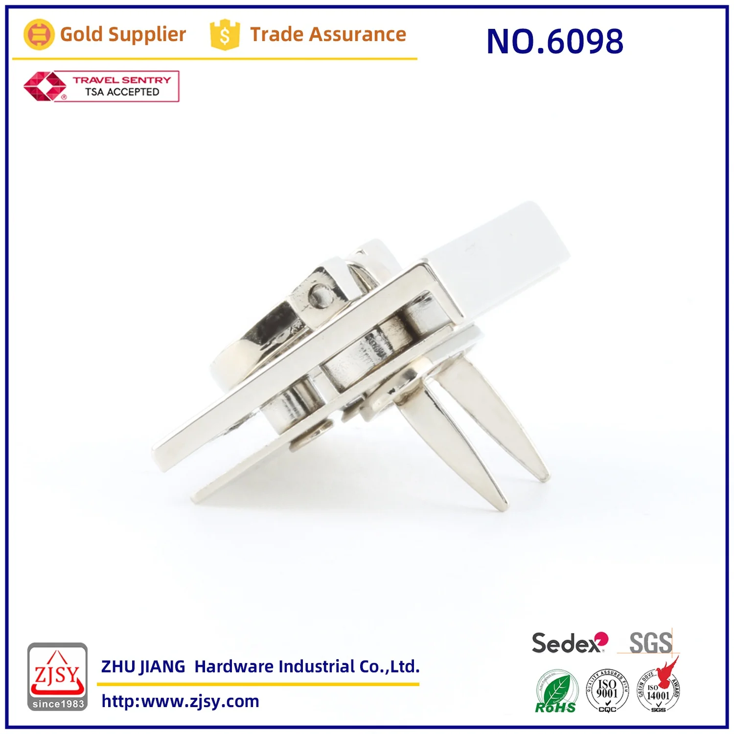 6098 Zinc Alloy Leather Ladies Bag Exquisite Accessories Twist Lock