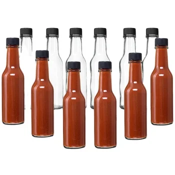 ANAND Small Sauce Bottles 3oz 5 oz 8 oz BBQ Sweet Chili Soy Hot Sauce Glass Bottle with Plastic Screw Lids