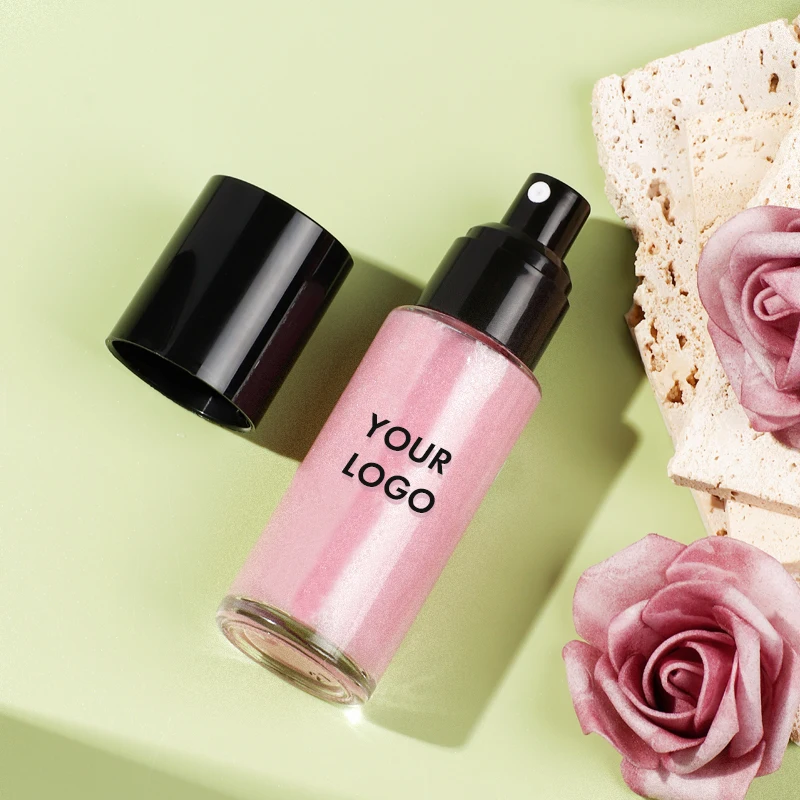 Оптовая продажа частная торговая марка экстракт зеленого чая жидкий тело блеск мерцающий Сияющий хайлайтер бутылка спрей для лица и тела