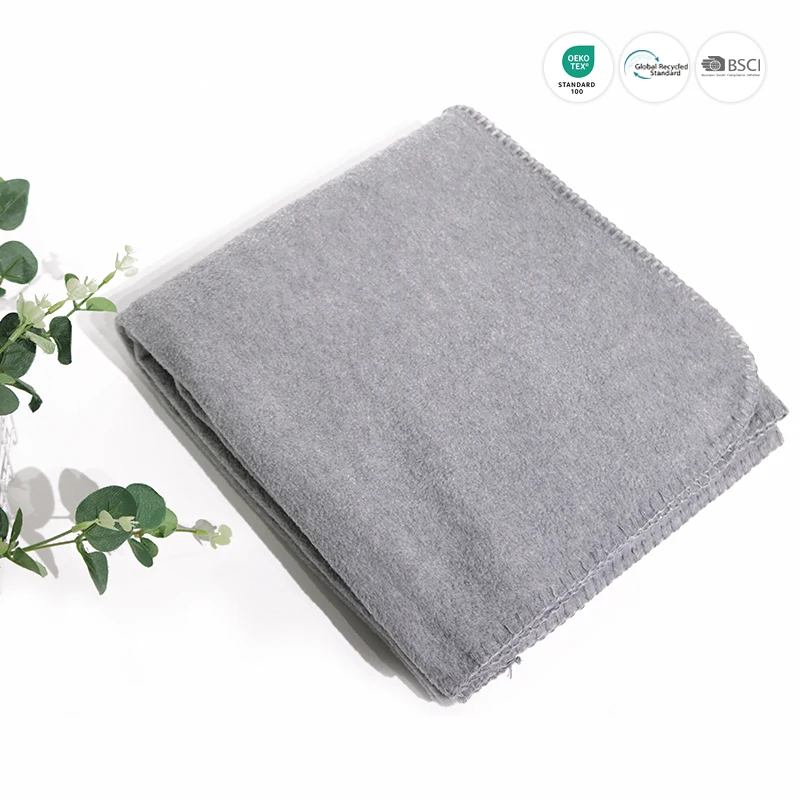 Wholesale navy blue custom color promotion blanket polar fleece blanket with custom logo