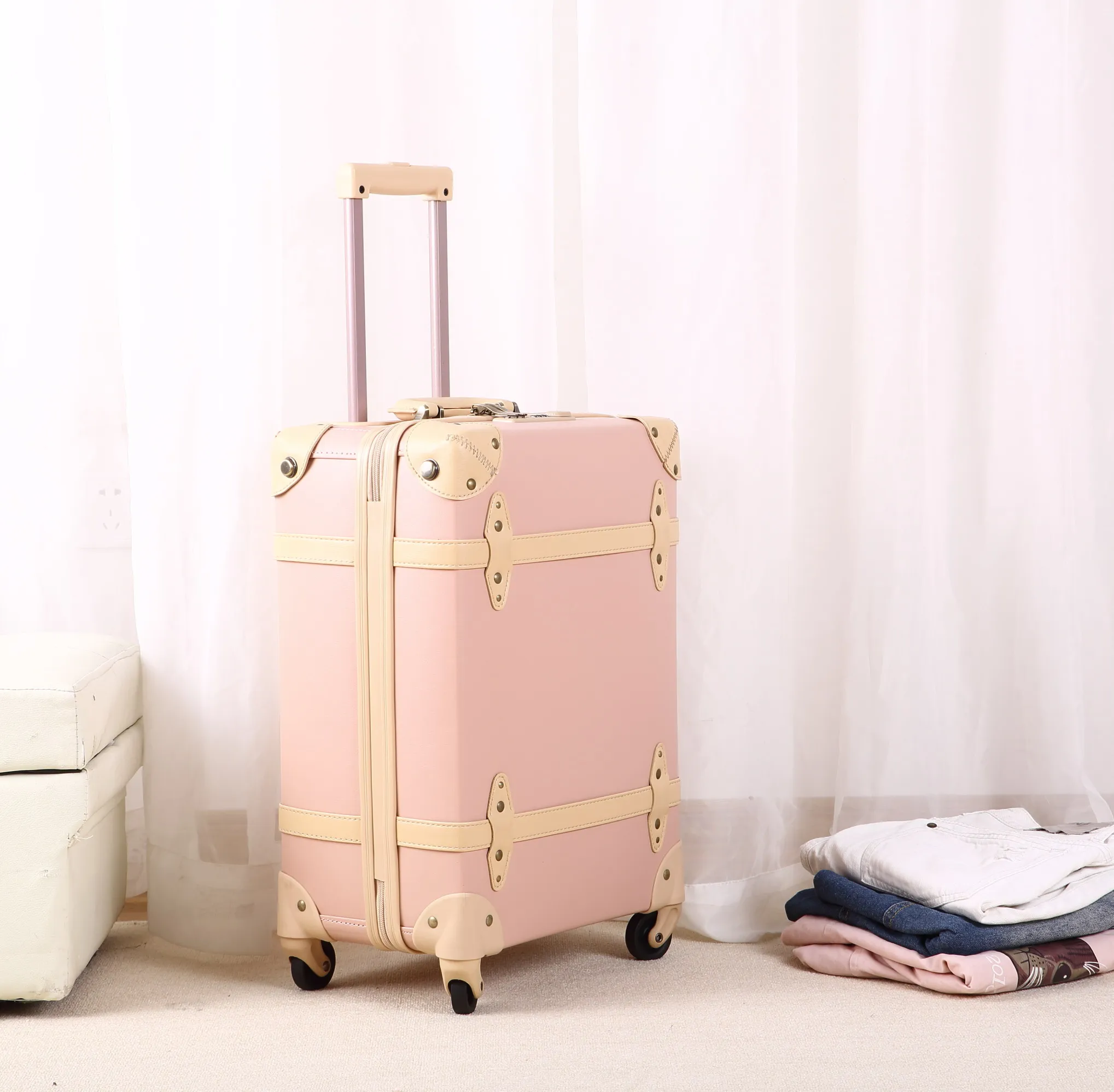 360 degree wheel PU leather hard luggage set