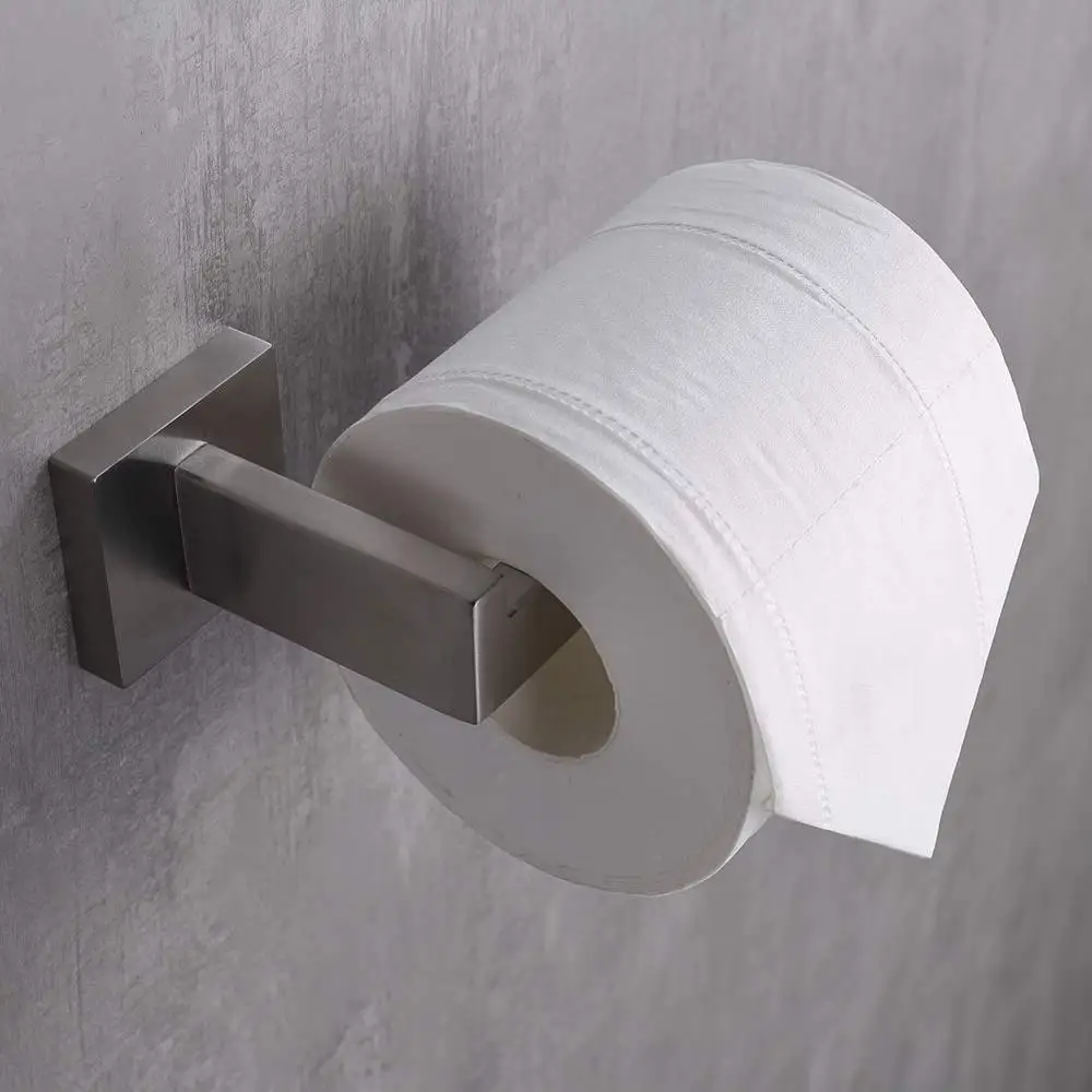 Self Adhesive Toilet Paper Holder Stand SUS 304 Stainless Steel Bathroom Loo Roll Tissue Holder Storage Wall Mounted Matte Black