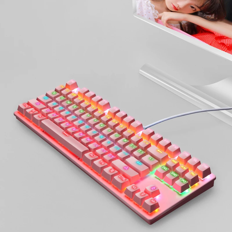 OEM 87 Keys Ambidextrous Wired Mechanical Keyboard LED Backlight Gaming Mechanical Keyboard