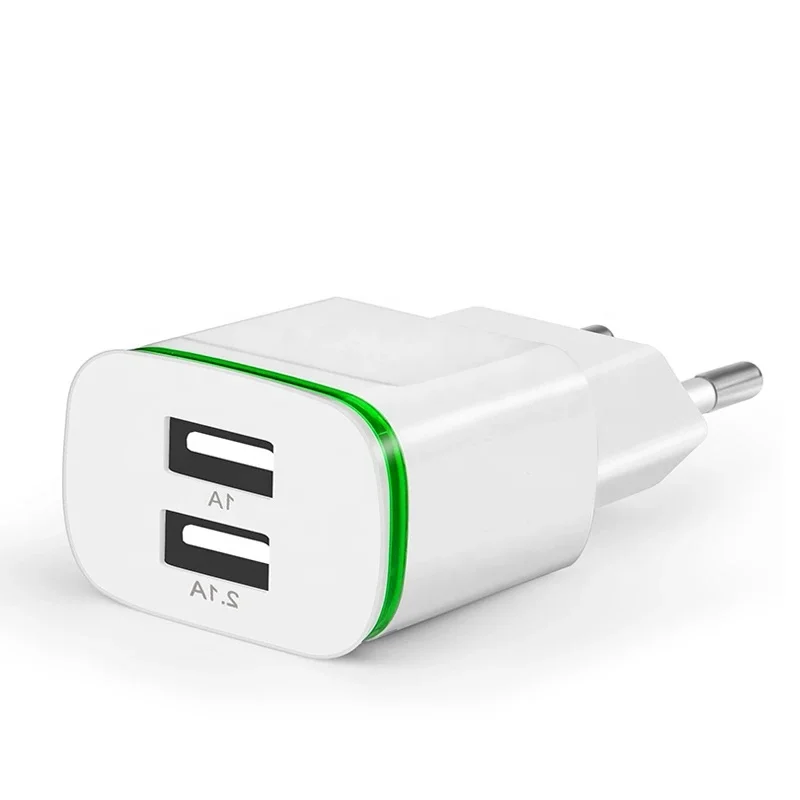 Лидер продаж на Amazon настенные зарядные USB-устройства для путешествий со светодиодной подсветкой адаптер переменного тока 5 В/2 1 А 2 порта вилка европейского стандарта портативный зарядное