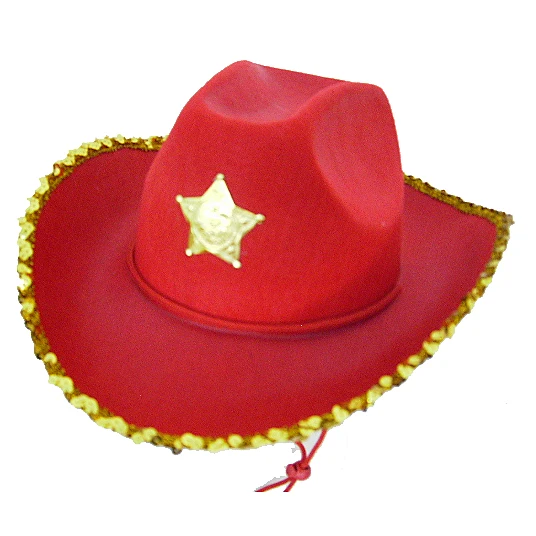 party carnival felt red sheriff women cowboy hat with star MH-0822